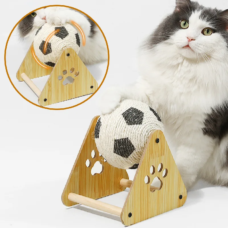 

Wooden cat scratching board cat scratching ball toy grinding claws hand wrapping sword hemp rope cat toys interactive