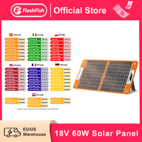 Flashfish Foldable Solar Panel Battery 60W 18V Portable Solar Charger DC Output USB-C QC3.0 for Power Station Solar Generator