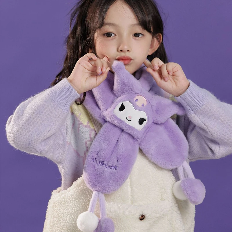 Miniso Kuromi Winter Children Cute Scarf Kid Cartoon Neck Cover Kindergarten Boys Girls NeckWarmer Girl Neckchief Kid Pupil Gift