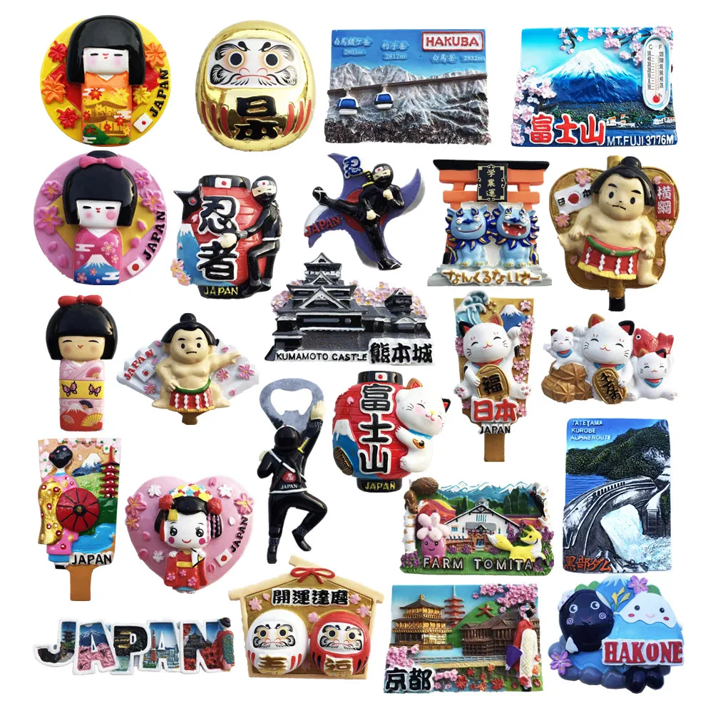 

Asia Japan Flavour 3D Fridge Magnet Tourist Souvenirs Refrigerator Magnetic Decoration Articles Collection Handicraft Gift