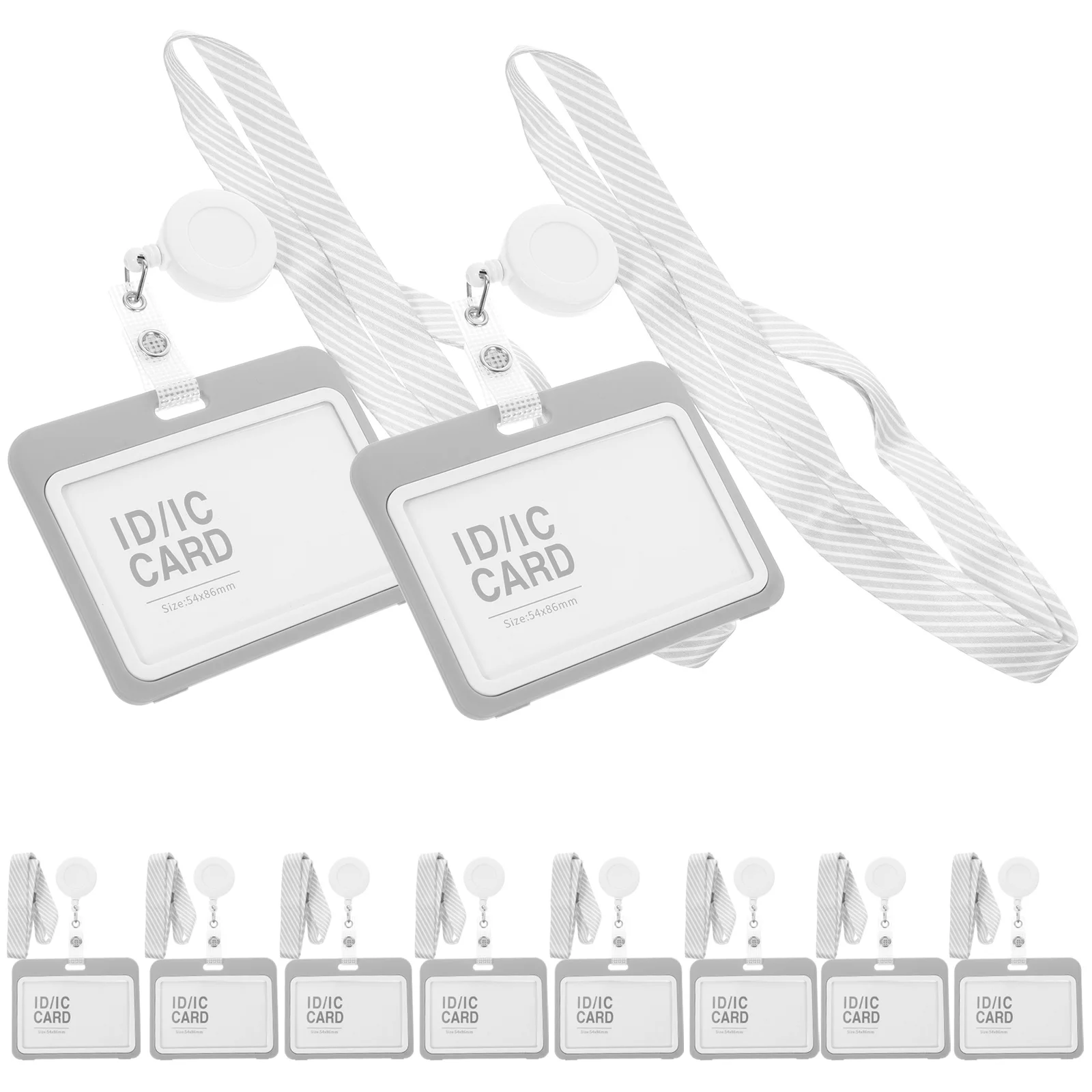 

10 Sets Badge Card Holder Id with Lanyard Sleeve Holders Clear Sleeves Plastic Name
