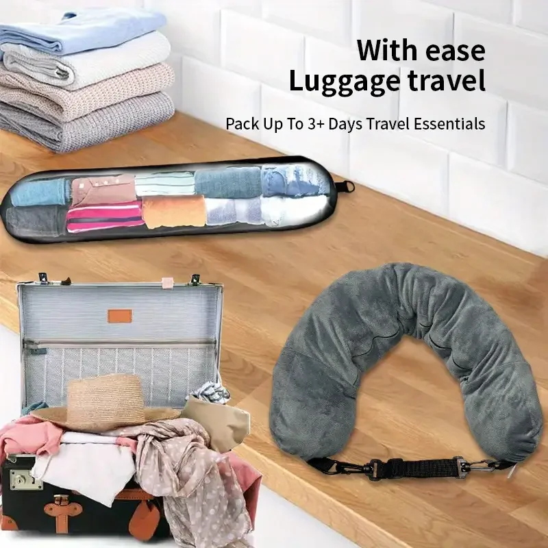 Ausfüllbare Kleidung Reise Nackenkissenbezug Nackenkissen Tragbares Reise-Nackenkissen für den Zug mit nachfüllbarer Stütze Ausfüllbar