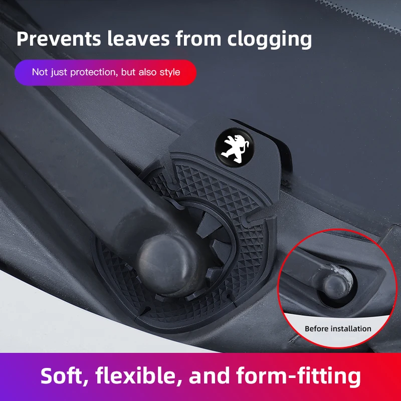 Car Wiper Base Protective Cover Silicone Dustproof Cap For Peugeot 206 308 208 207 3008 307 2008 508 407 5008 408 4008 Rifter view 2