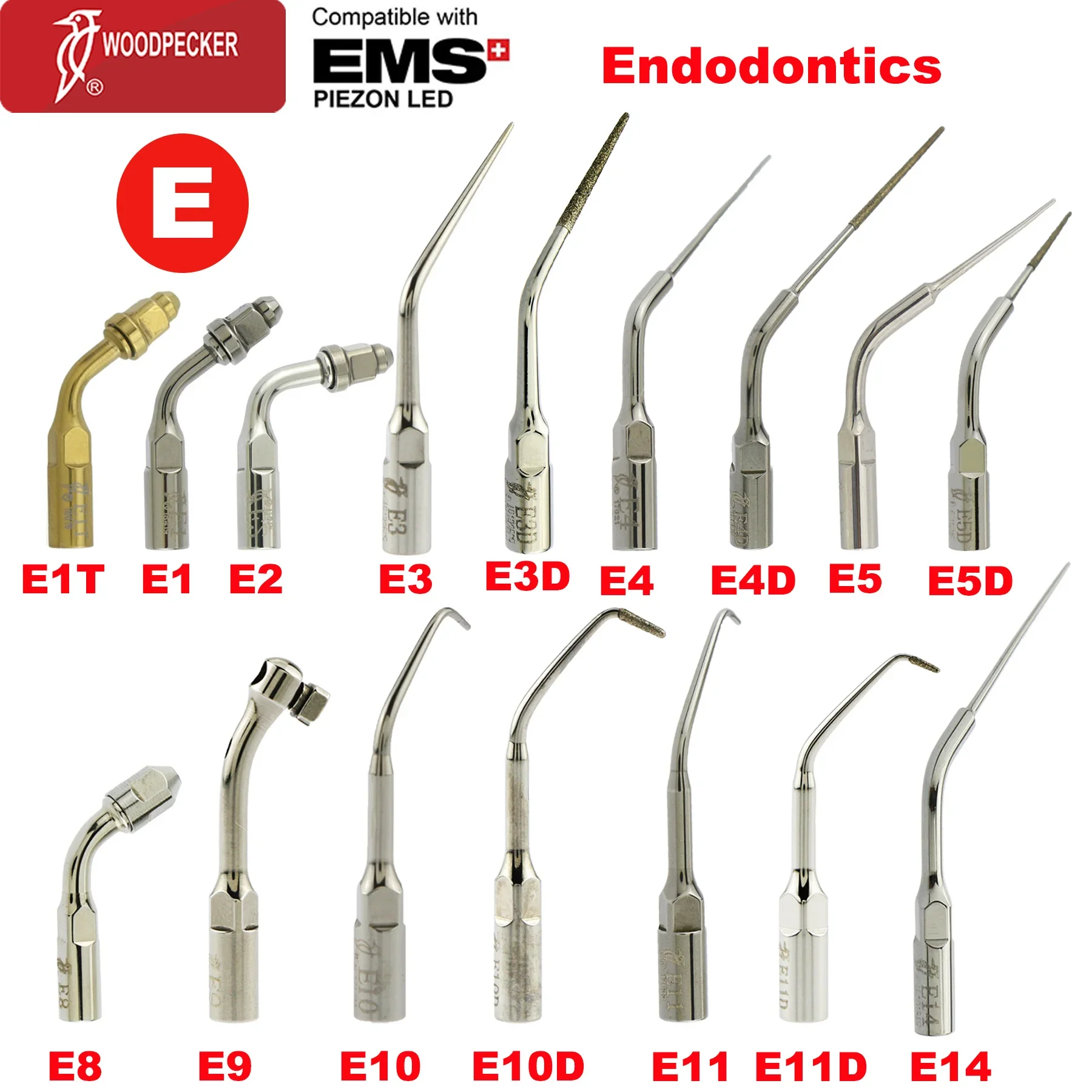 Woodpecker Scaler gigi ultrasonik, ujung mesin pembersih gigi, mesin pembersih gigi Endo Perio Scaling Tips Fit EMS UDS Scaler Handpiece