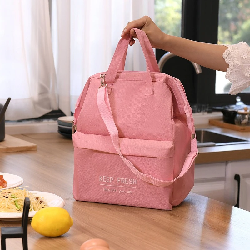 Insulated bag with thick aluminum foil waterproof strap rice meal box large capacity hand-held shoulder strap lunch box bag