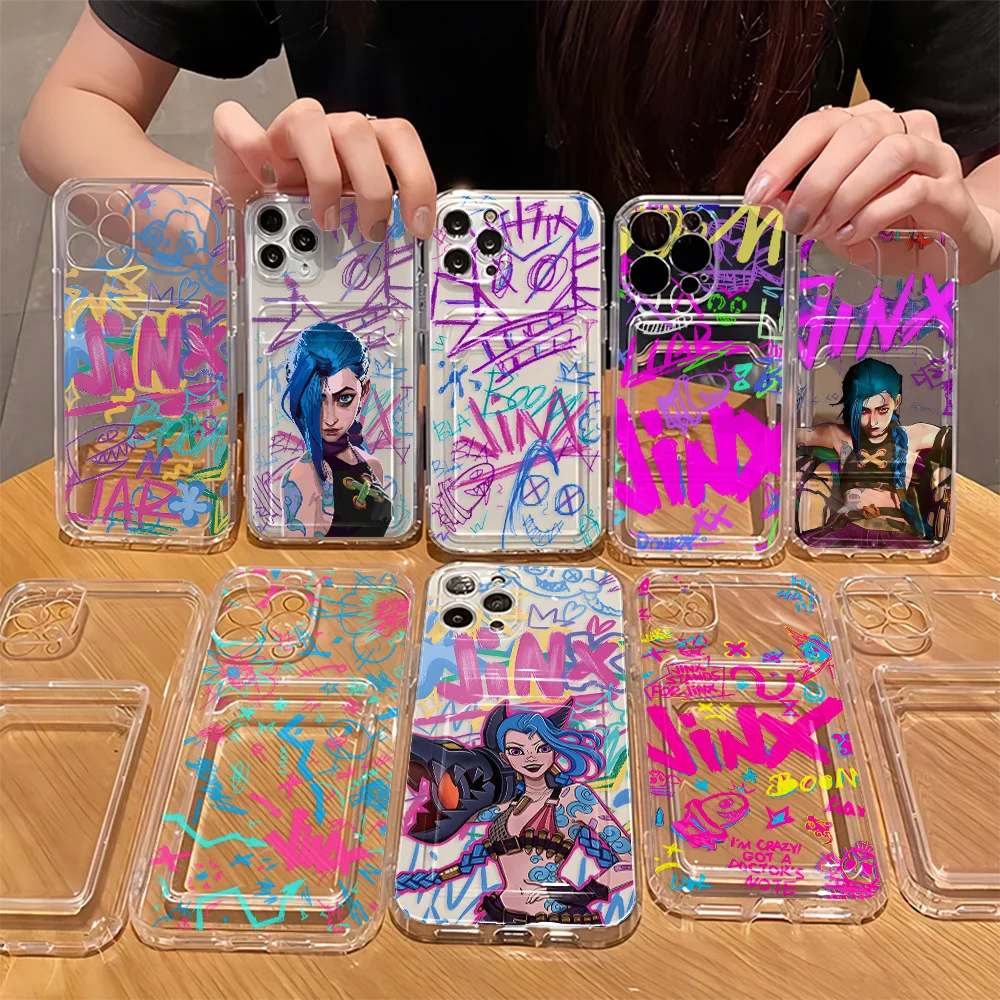 Jinxes V-Vi L-Lol Card Hold Phone Case For Samsung Galaxy S26 S25 S24 S23 S22 S21 S20 FE Edge Plus Ultra M53 M54 5G Airbag Cover