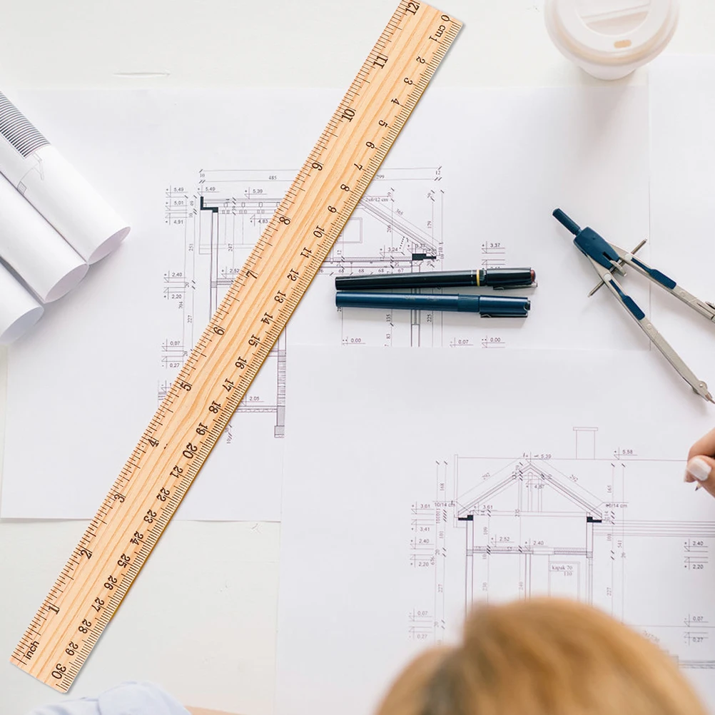 36 قطعة الحكام الخشبية مجموعة الطبيعية مقياس مزدوج 12 بوصة 30 سنتيمتر مشطوف حافة الفصول الدراسية السائبة اللوازم المدرسية مكتب الخشب قياس