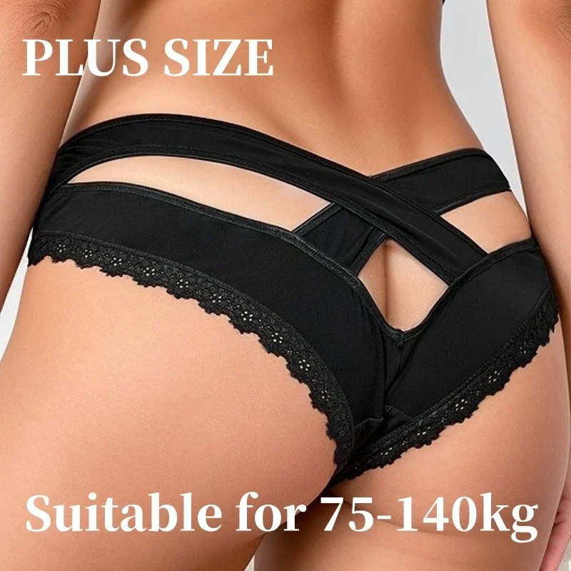 

1XL-4XL Sexy New Panties Plus Size Underwear Women Briefs Black Lace Underpants Ladies Fashion Briefs Low Waisted Intimates