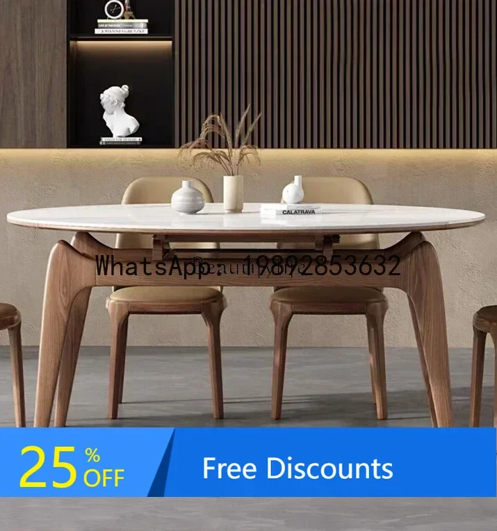 

Slate telescopic modern simple solid wood folding square becomes round table