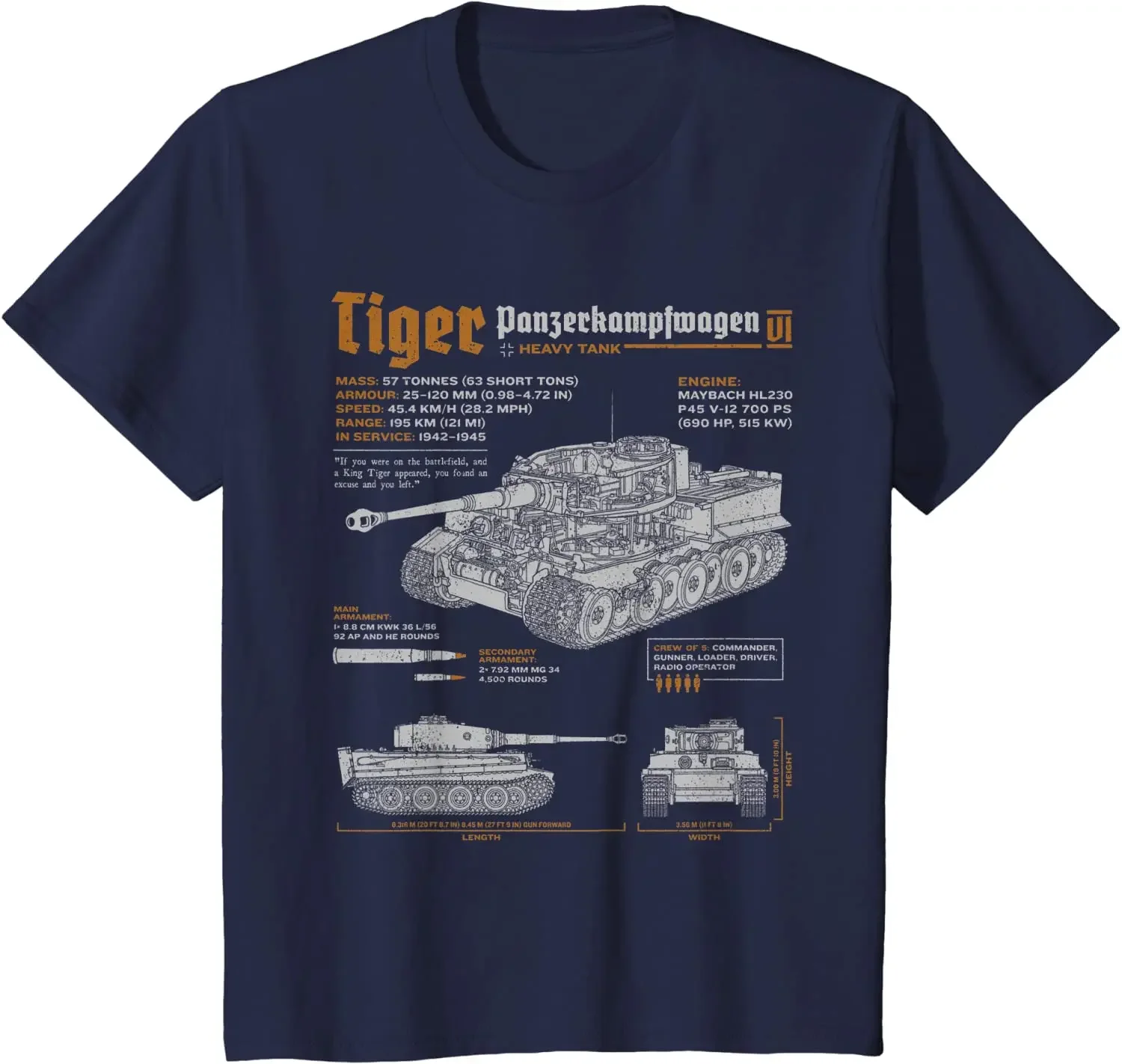 Short Casual 100% Cotton Shirts Tiger Tank Panzer PzKpfw VI 2 Blueprint Men T-Shirt harajuku oversized men clothing