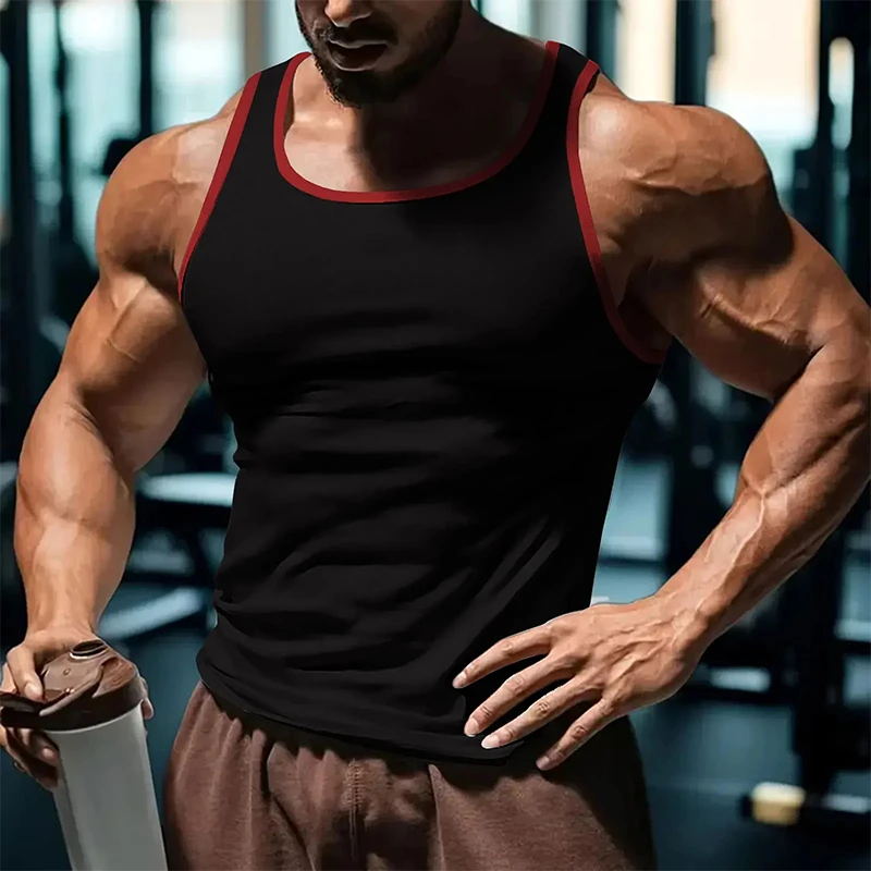Fashion Solid Color Men's Tank Tops Summer Quick Dry Breathable Gym Simple Tees Casual Sleeveless Outdoor Fitness Sports Vest