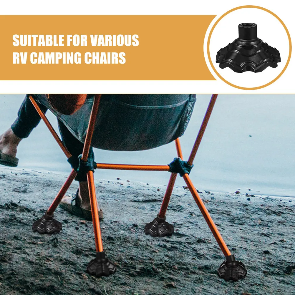 6Pcs Camping Chair Foot Protectors Non-Slip Chair Leg Floor Protectors for Soft Ground Moon Chairs Rv Campsites Stable