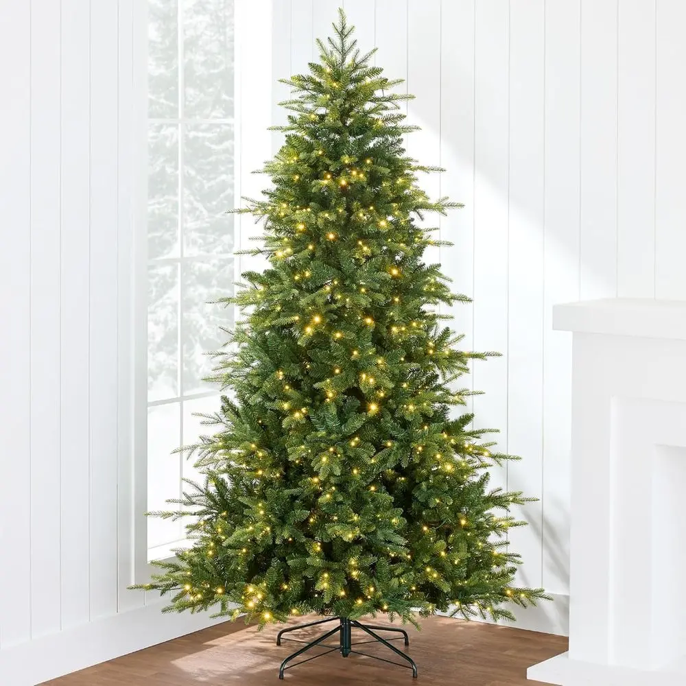 

Рождественская елка Aspen Noble Fir с предварительной подсветкой, 6 футов, с 450 микросветодиодами, вариантами двойного белого и многоцветного цвета