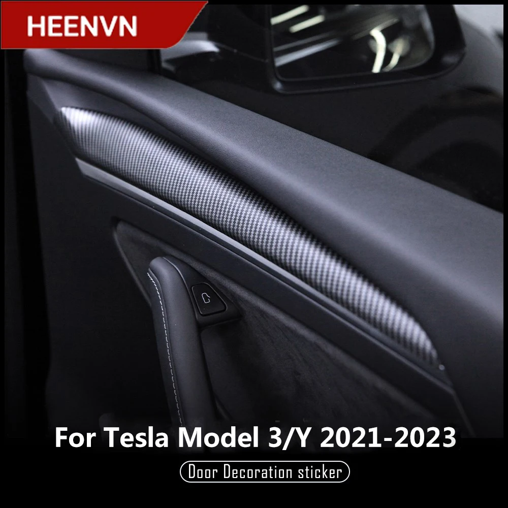 Heenvn Per Tesla Modello 3 2023 In Fibra di Carbonio ABS Car Center Console Pannello di Rivestimento Modello Y 2022 Accessori Tesla Modello 3