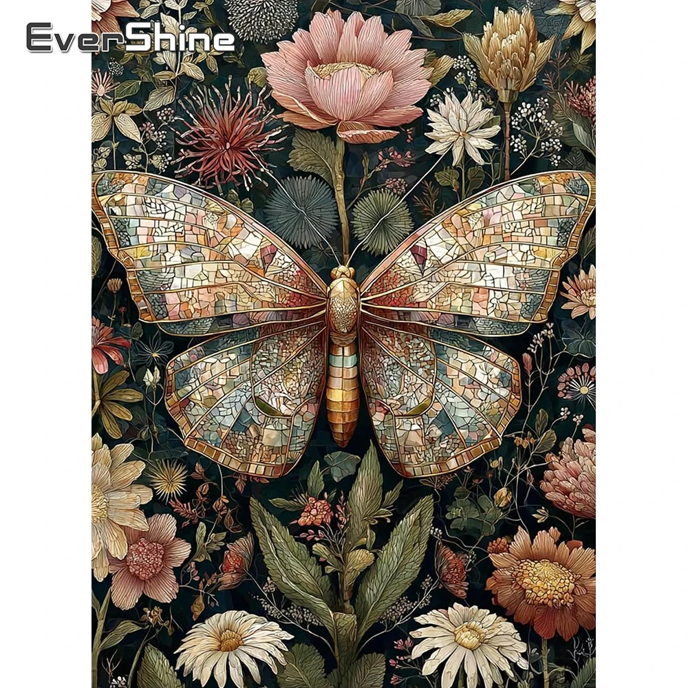 EverShine Diamant-Stickerei, Landschaft, komplett, quadratisch, Gemälde, Schmetterlingsbild, Strass, Mosaik, Blumendekoration für Zuhause