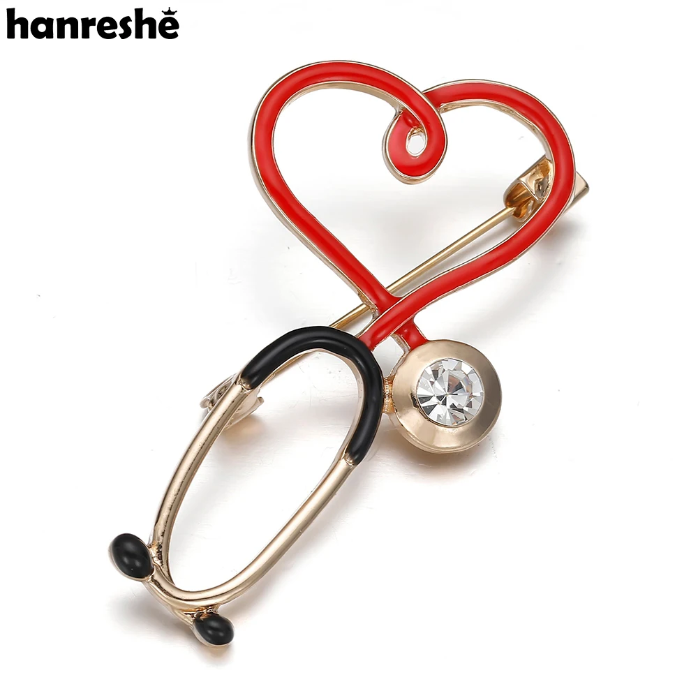 New Hot Sale Medical Medicine Brooch Pin Stethoscope Electrocardiogram Heart Shaped Pin Nurse Doctor Backpack Lapel Jewelry