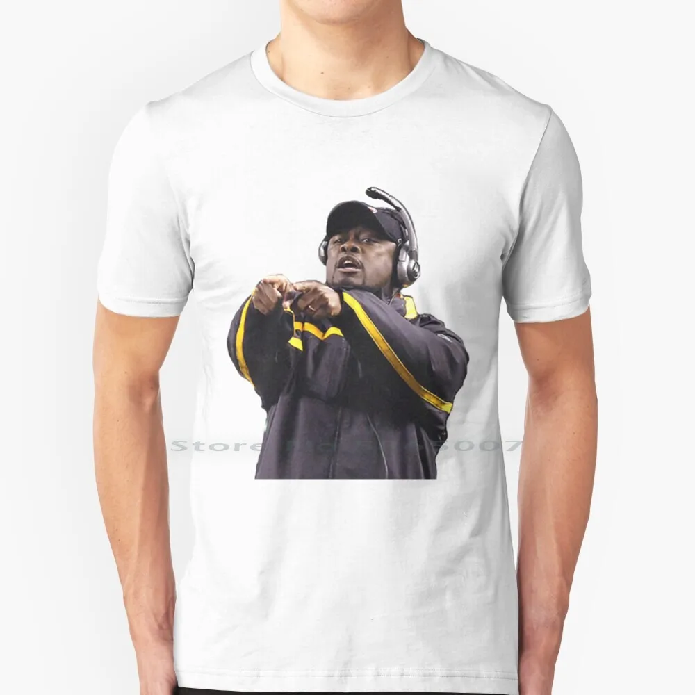 Mike Tomlin 100% Cotton T Shirt Mike Tomlin Football Steelers Pittsburgh Black And Yellow Tee Short Sleeve Long Sleeve Gift