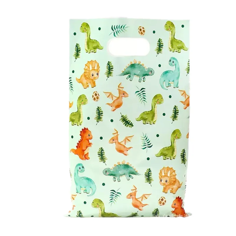 10 Stück Cartoon-Dinosaurier-Handtasche, Geschenk- und Süßigkeitenverpackungsbeutel, Dschungel-Dinosaurier, Geburtstagsparty-Dekoration, Partyzubehör für Kinder und Babypartys – Detail 2