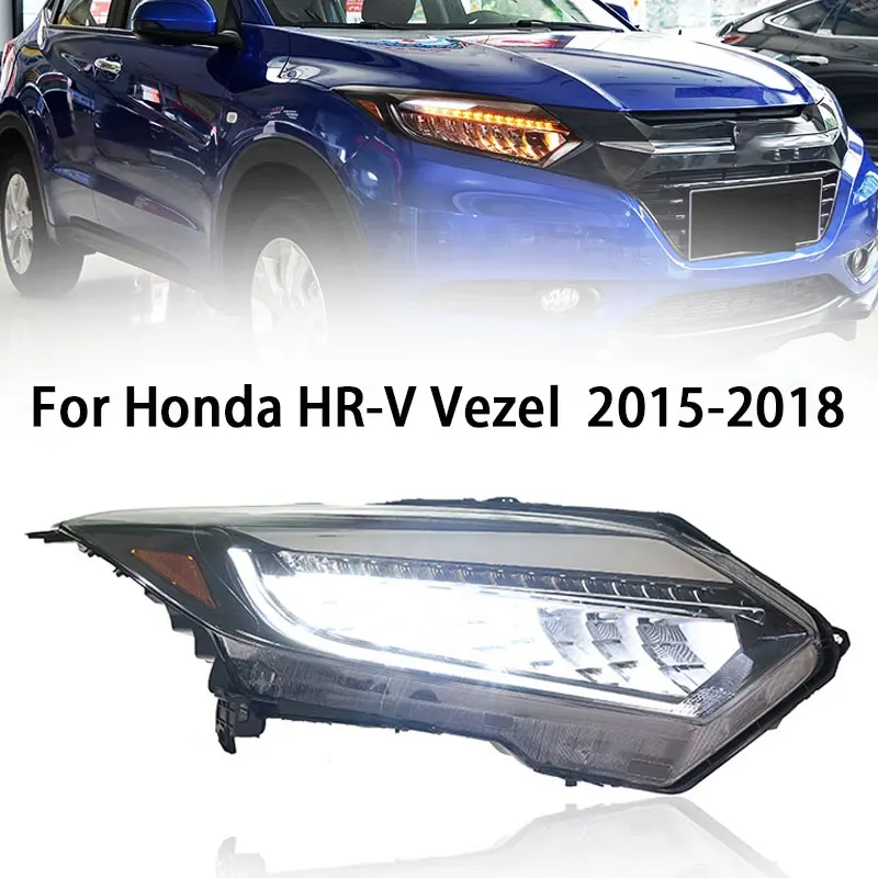 

Автомобильная фара для Honda HR-V, фара головного света 2015-2018 Vezel LED DRL, биксеноновые линзы, дальний и ближний свет, противотуманная фара, автомобильные аксессуары