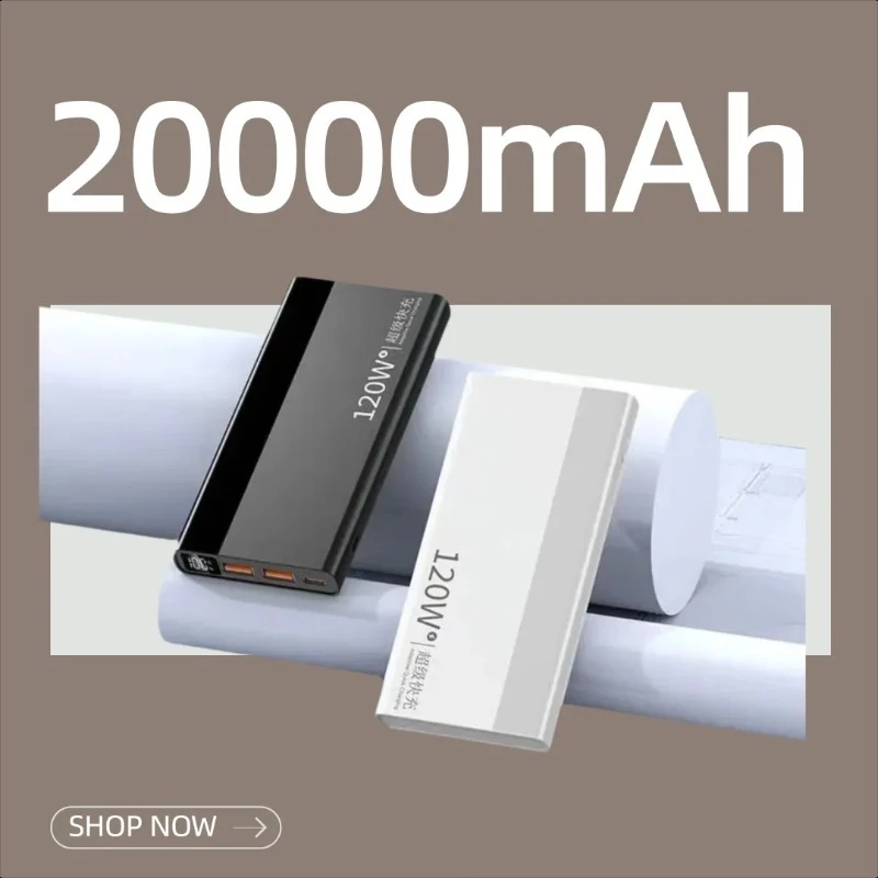 

3C Certified 120W Fast Charging Large Capacity Power Bank 20000mAh Ultra-Thin Portable Charger