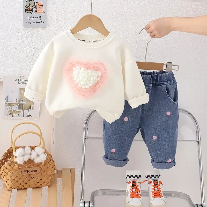

Baby girl casual suit Spring and Autumn new style children's long sleeved sweatshirt pants 2-piece set