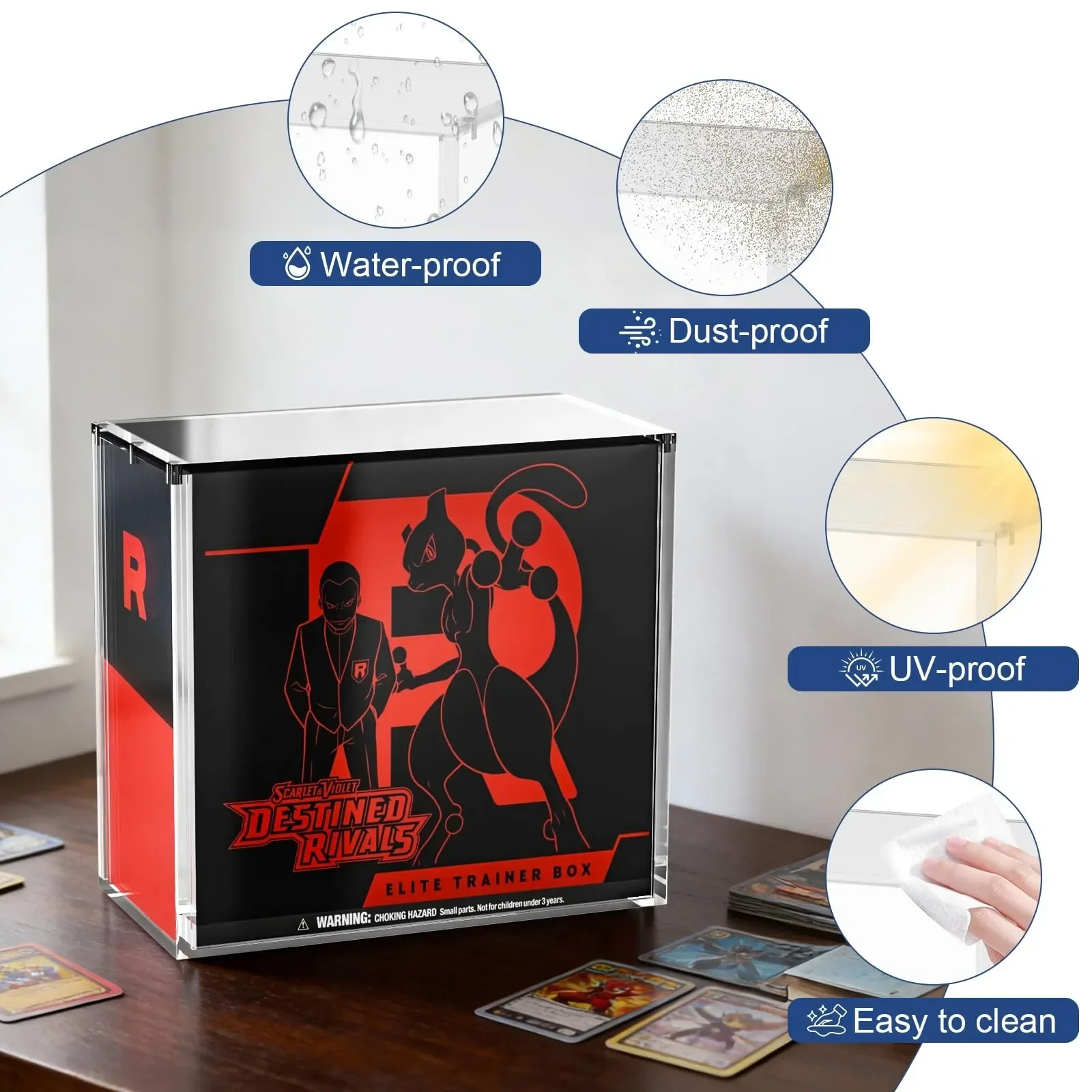 Stackable Acrylic Storage Box With Magnetic Closure Transparent Display Protector For Trading Card Boxes Crystal Clear Showcase UV Protection Anti Yellowing Dust Free Storage Shelf Organizer For Collectible Cardboard Boxes Prevent Bending Crease Dama