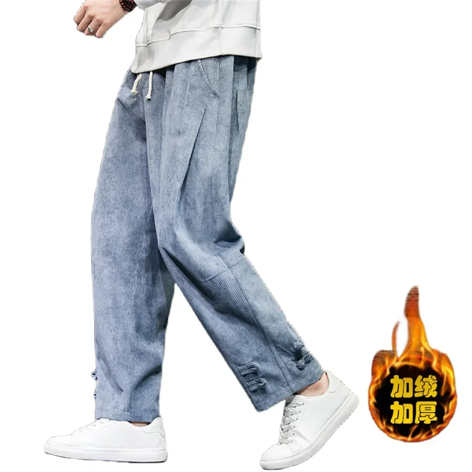 Calças de veludo de inverno nova moda masculina cor sólida velo engrossado oversized harem sweatpants inverno feminino quente calças casuais