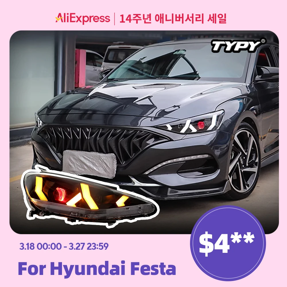 

TYPY Car Headlights For Hyundai Festa 2019-2022 LED Car Lamps Daytime Running Lights Dynamic Turn Signals Car Accessories