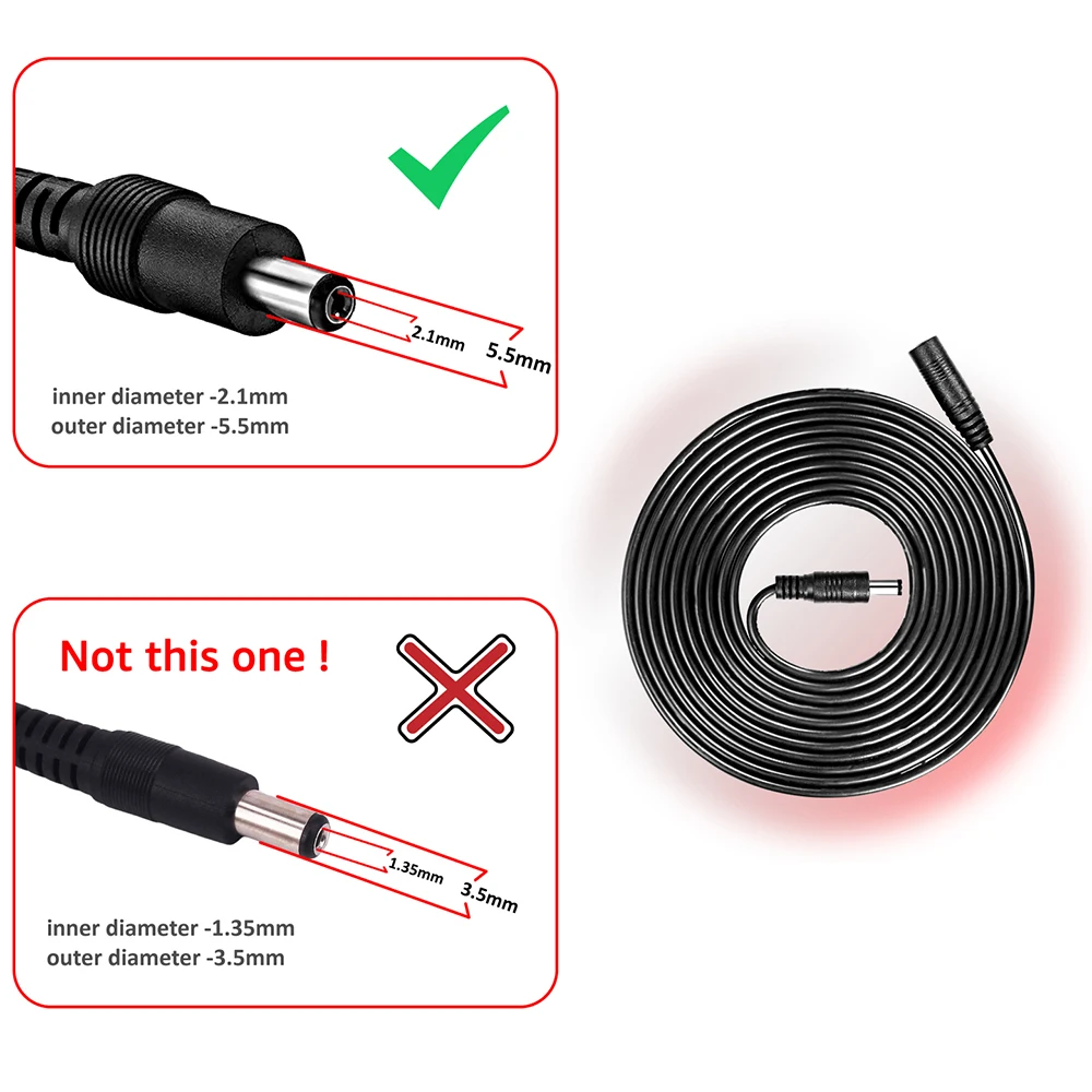 DC 12V Power Adapter Extension Cable 5.5*2.1mm Male Female Power Cord Extend Wire 1M 2M 3M 5M 10M Cable For CCTV Camera Router