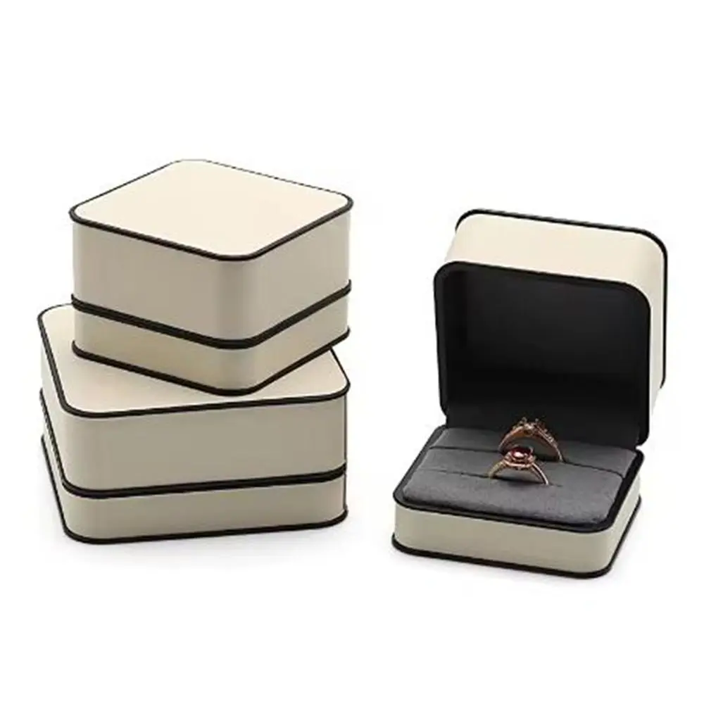 Modern Rectangular PU Jewelry Box Black Edge Round Corner Jewelry Display Box Fashion Bracelet Storage Boxes Proposal