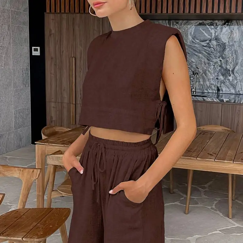 Casual Faion tweedelige pakset voor dames, comfortabele top en broekensemble voor zomerseizoen 2023,