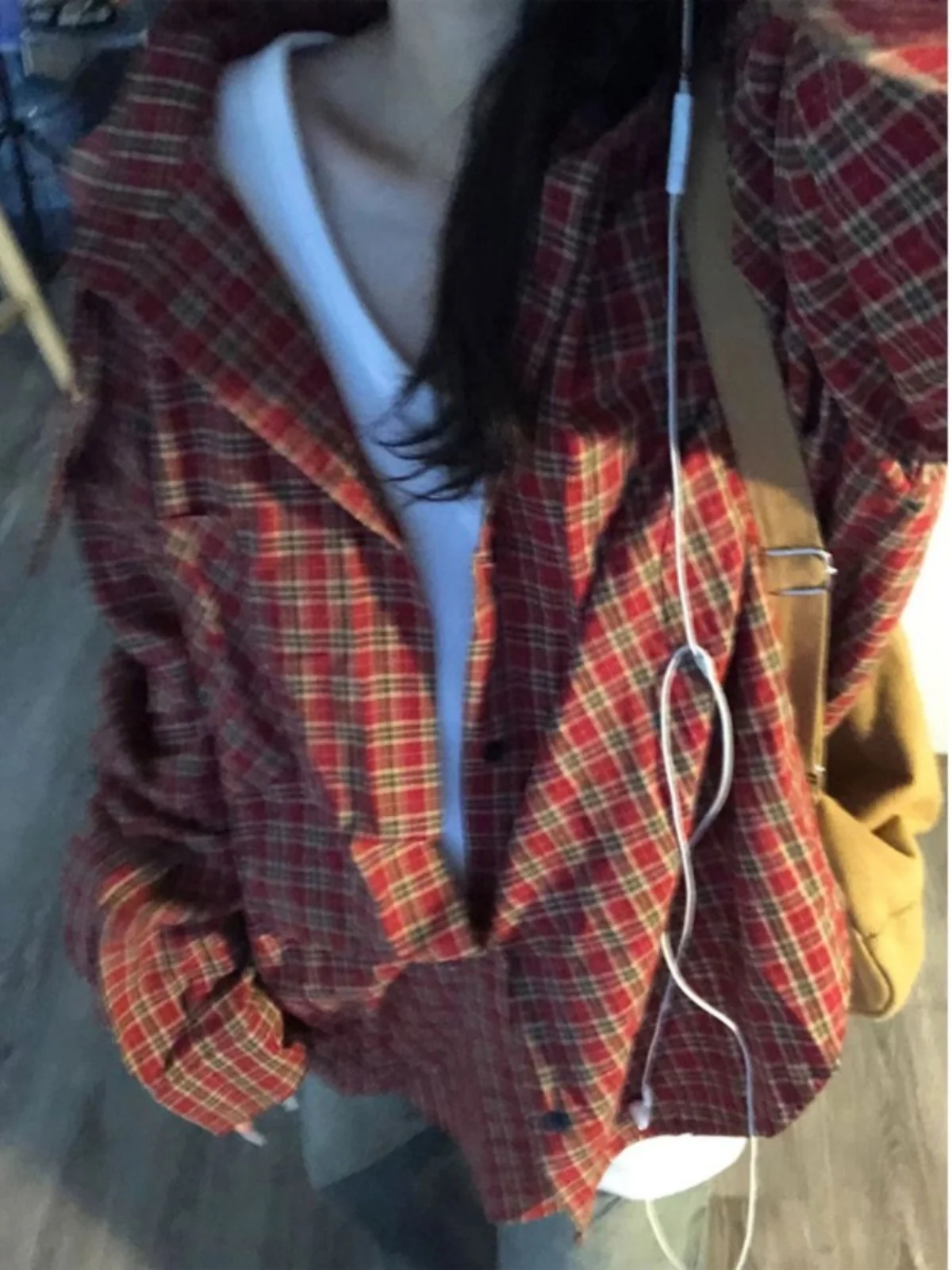 Retro giapponese Sle Lungo Sve Plaid Colletto di coniglio Allentato da donna irt Faionable Design vintage Pendolari Sle Primavera 2025