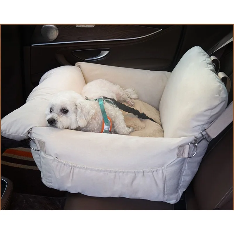 

Korean pet car pad, four seasons dog car nest, linen car seat, front row French bucket corgi dog bed