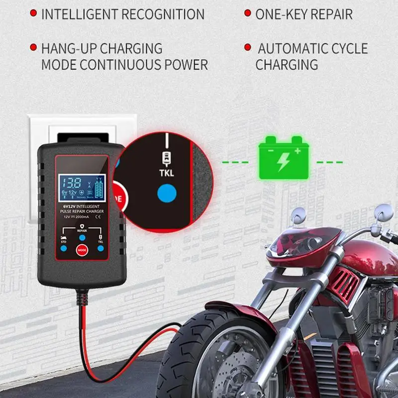

Smart Car Battery Charger 6V And 12V Automotive Charger Battery Trickle Maintainer For Car Battery 12v 2Ah-20Ah/motorcycles