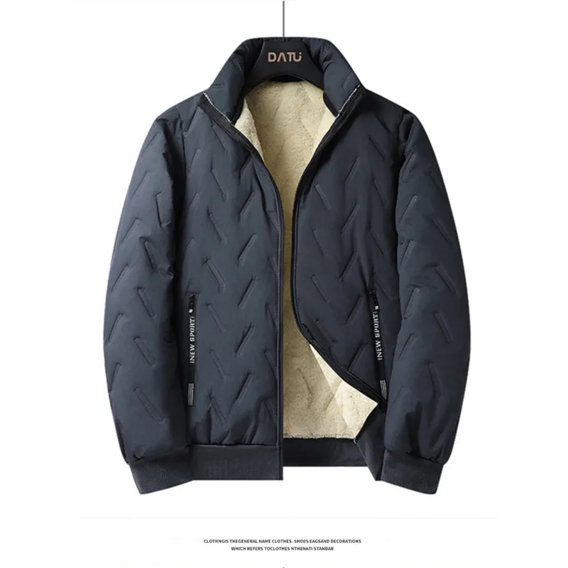 

Men's Thiened Lamb Velvet down Cotton Jaet Loose Winter Outerwear Faion Urban Sle Warmth Polyester Filling Zipper Clo...