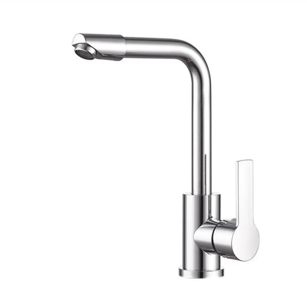 Keuken Waterkraan 304 Roestvrijstalen Gootsteen Kranen Koude En Hete Mixer Kraan Badkamer Wastafel 360 ° Rotatie Enkelvoudige Handgreep Kranen