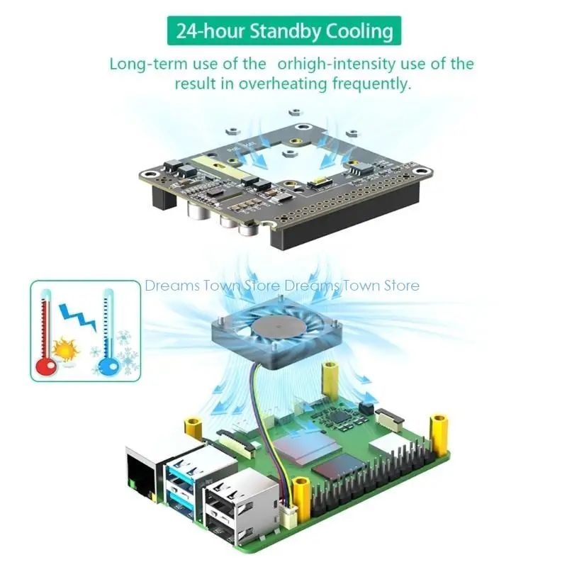 HX6A PoE HAT Expansion Module For RPi 5 POE HAT Adapter Board Optimized