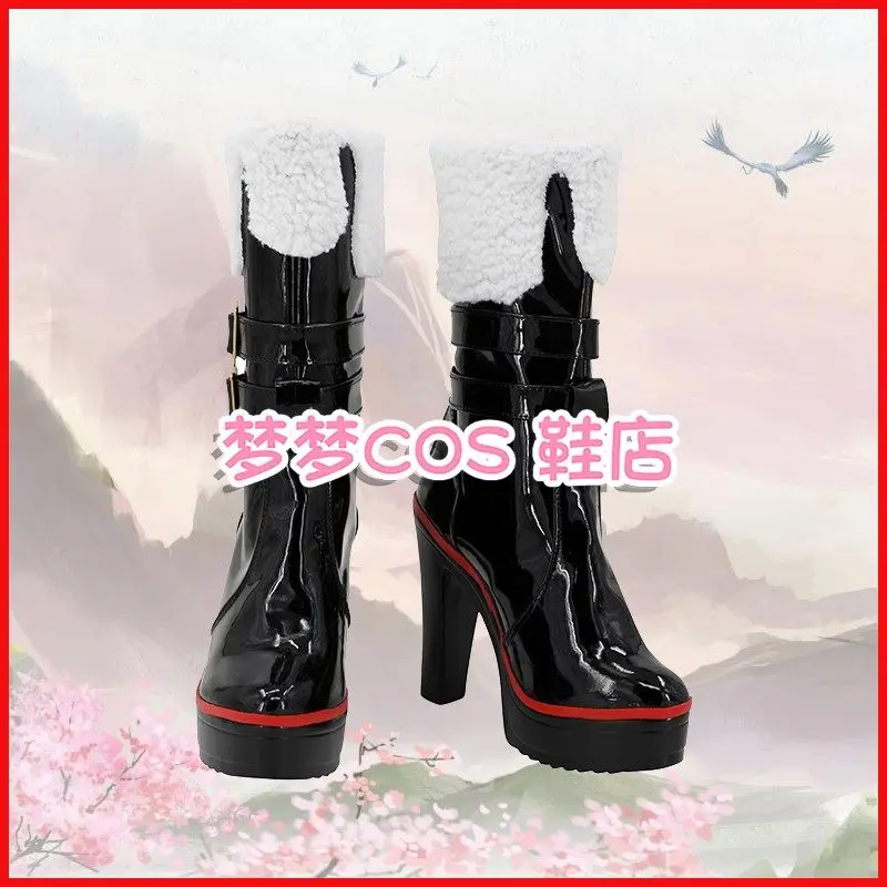 Code Geass CC Cosplay Shoes High Heel Black Boots Custom Made for Unisex Black High Heeled Boots