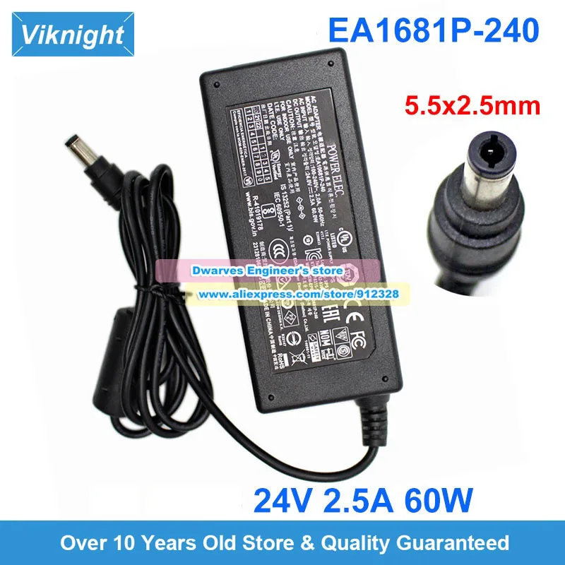 EA10681P-240 AC Adapter 24V 2.5A 60W AD65CM240250A KPA-060M for Label Rewinder Printer Intelligent Cash Register