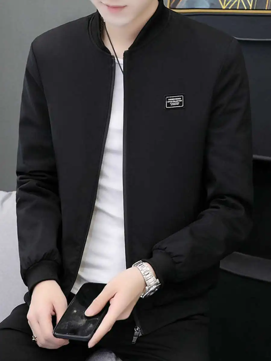 

Приталенный крой, весенне-осенний мужской тюнер с тонким воротником-стойкой, универсальная корейская модная молодежная верхняя одежда, топ M Faion, одежда