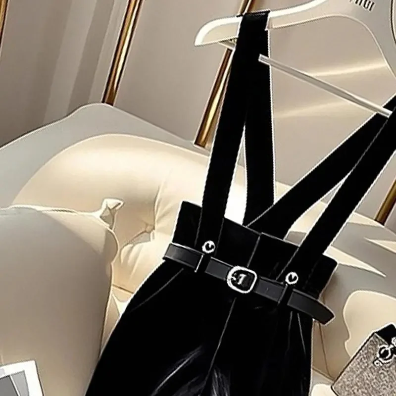 الراقية السراويل السوداء النساء الفاخرة تصميم عالية الخصر حزام بانت الربيع الصيف موضة الإناث الراقية واسعة الساق حللا السراويل #6