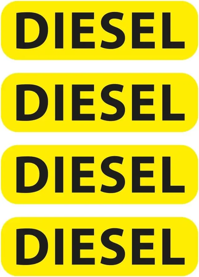 4pcs 6cm x 1.7cm Sticker Set Diesel Sign Warning Warning Car Sticker
