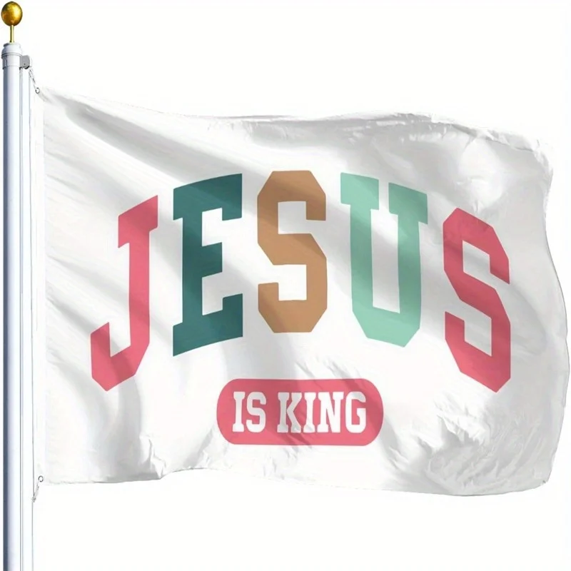 Jesus Is King Flag Christian Faith Outdoor Indoor Decoration Durable Polyester 3x5FT 4x6FT