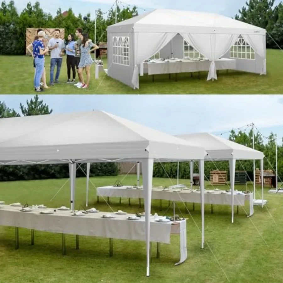 10x20 Feet Pop Up  Tent with 6 Sidewalls with Carry Bag Outdoor Gazebo Shelter Patio Event Tent Outdoor  Commercial