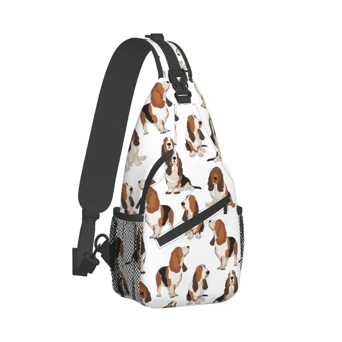 Basset Hound Dogs Crossbody Sling Bags Bolsa de peito legal Mochila de ombro Mochila para viagens, caminhadas, mochila de acampamento