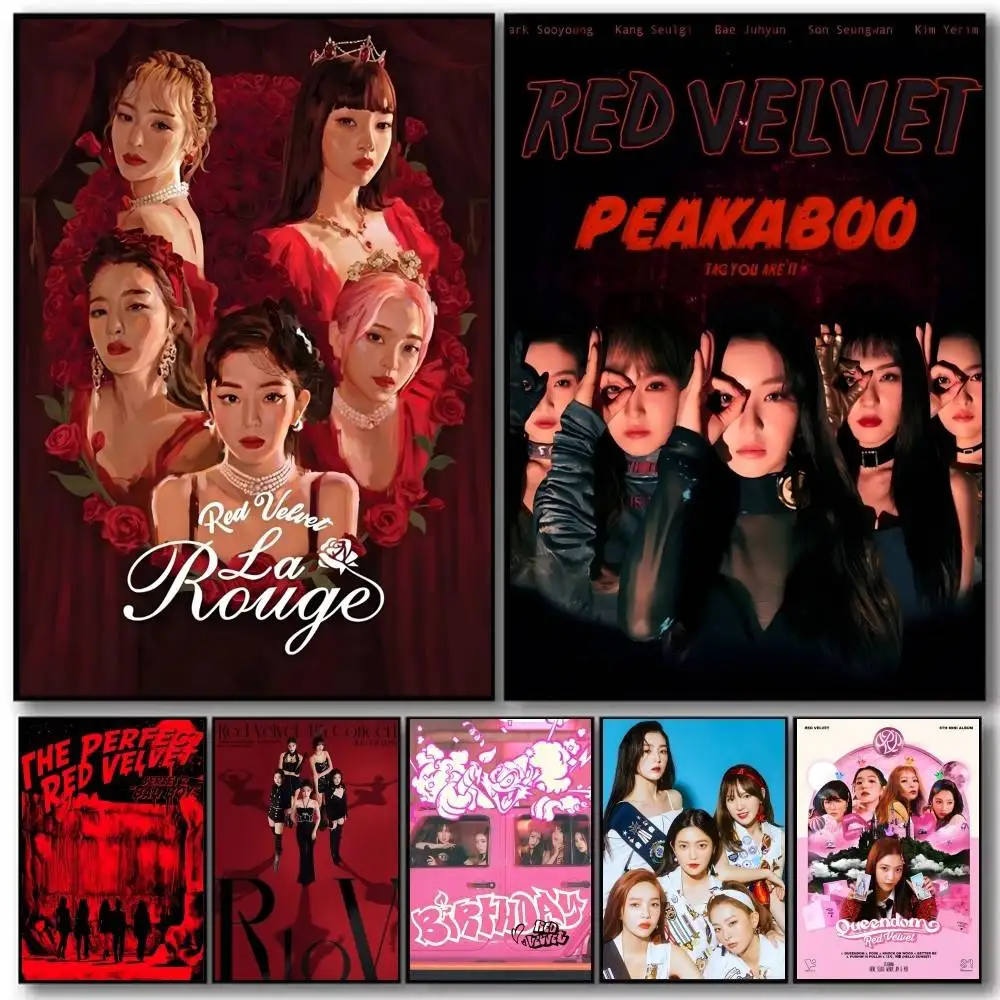 Kpop R-Red V-Velvet   Poster and Prints Wall Art Pictures for Modern Bedroom Game Room Home Decor
