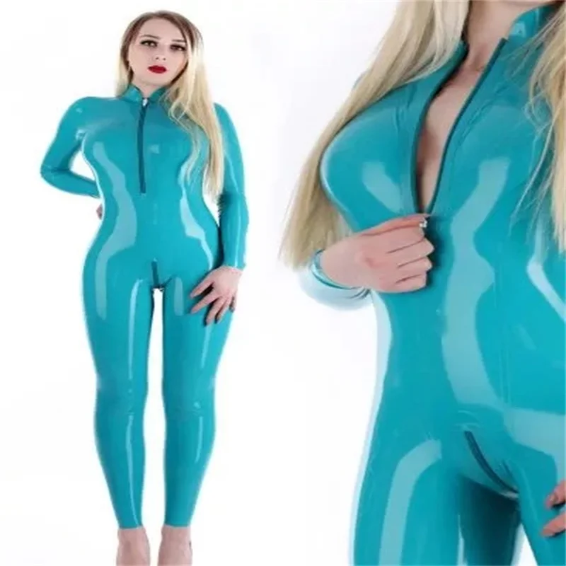 

Latex Catsuit with Crotch Zip Rubber Suit Women Latex Stockings Latex Costume Fetish Sexy Lingerie Latex Bodysuit Fetish Wear