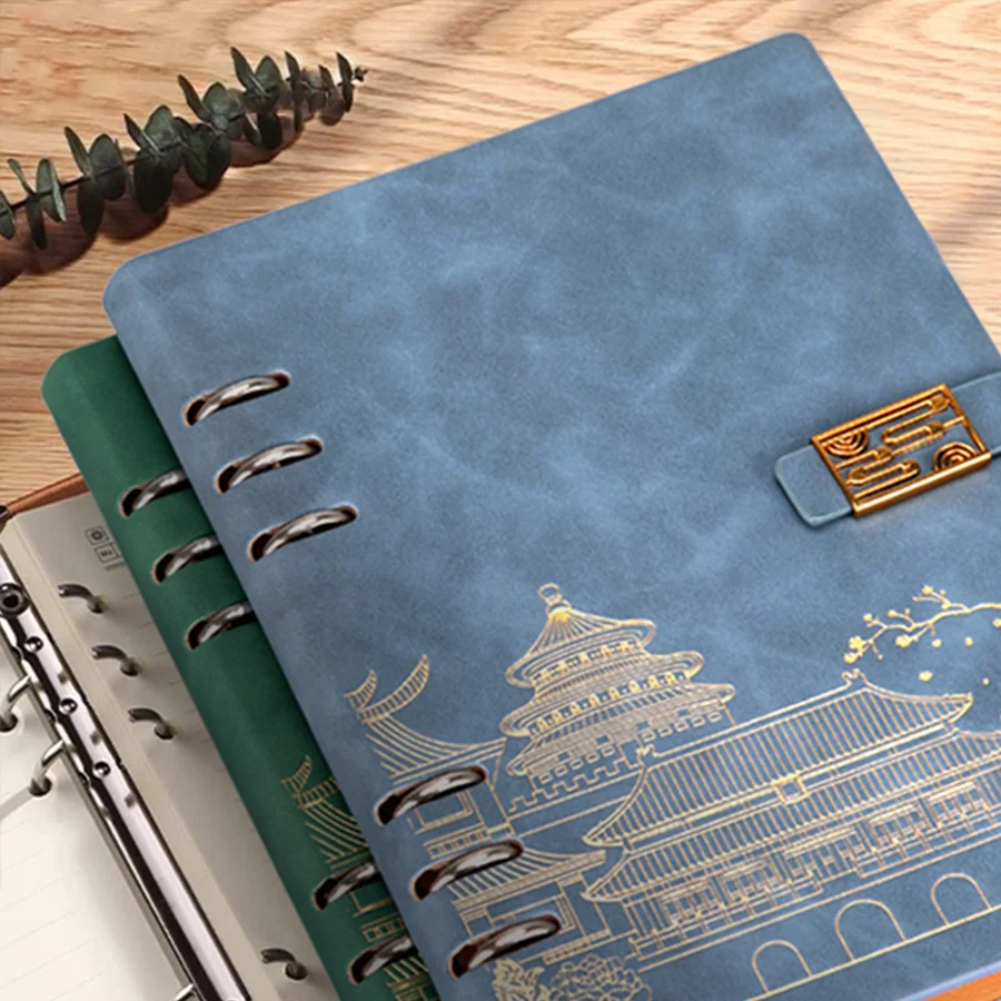 1pc Multi colored Elegant A5 Artificial Leather Diary, Hardcover Loose leaf Notebook - Perfect for Office, Student