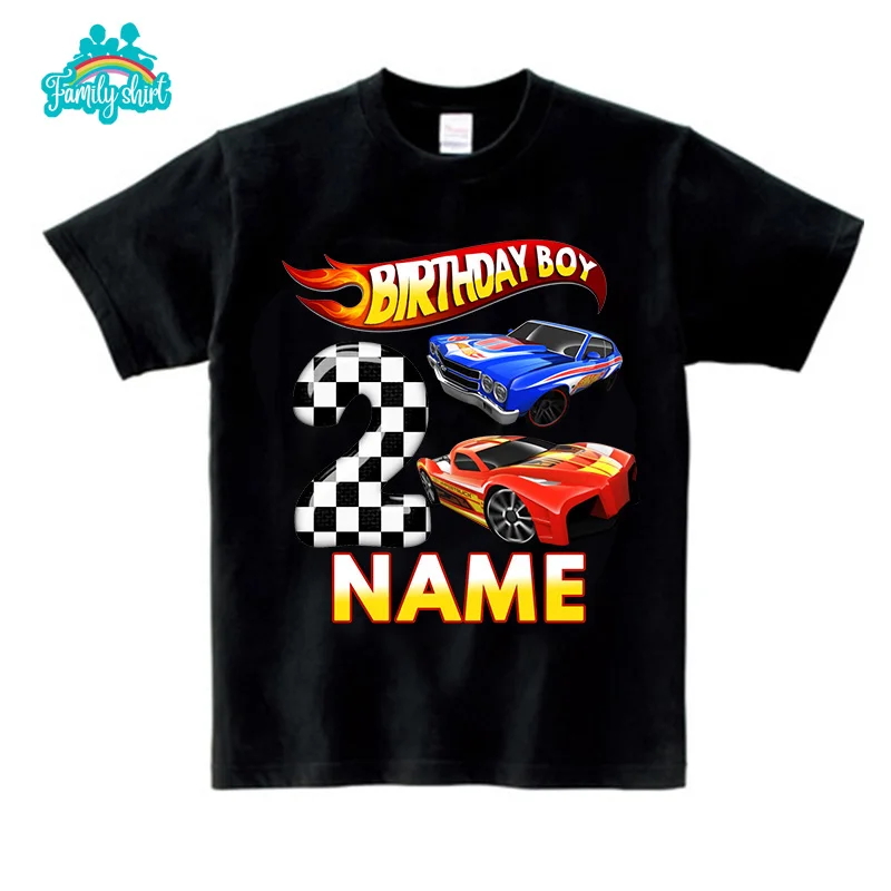 Racing Verjaardag Shirt 1-7 Jaar Oude 2nd Jongens T Shirt Kinderen Shirts Voor Kinderen Party 2022 Zomer Custom naam Peuter Baby T Shirts