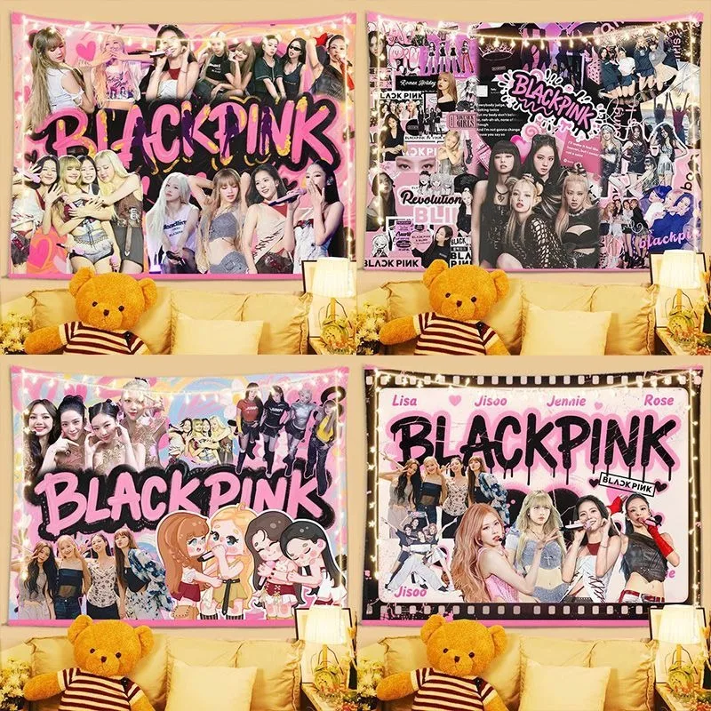

Black Pink Ins Background Tapestry Hanging Wall Decor Fabric Bedroom Decoration & Photography Backdrop for Student Dorm